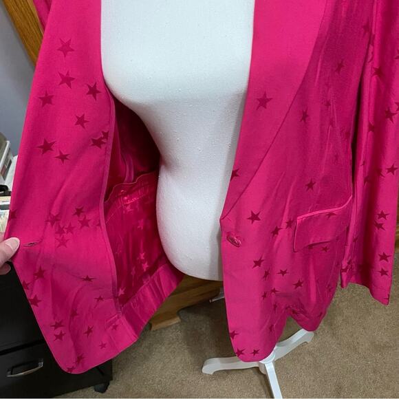 Equipment X Tibitha Simmons Pink Star Print Blazer Jacket Womens Size 6 - Picture 11 of 16